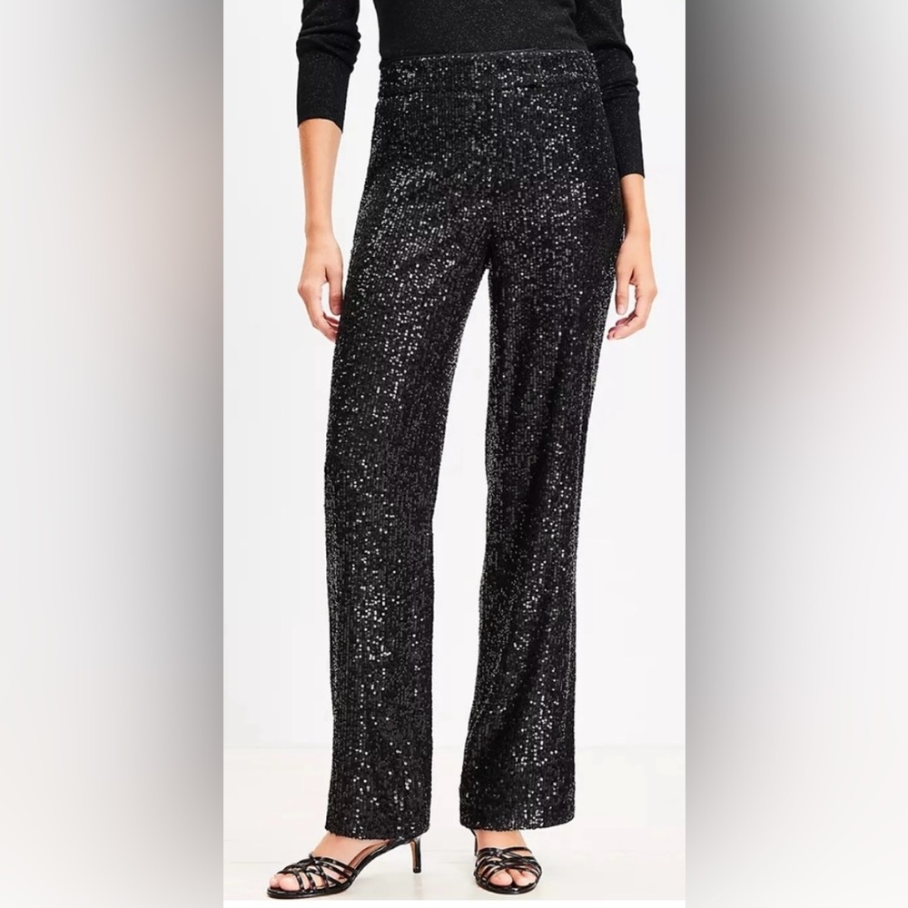 NWT LOFT Sequin Black Sparkle Pants